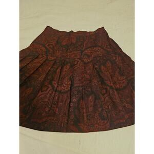 Vintage Ellen Figg Skirt With A Back Zipper Size 14 Brown Paisley Print Pleated